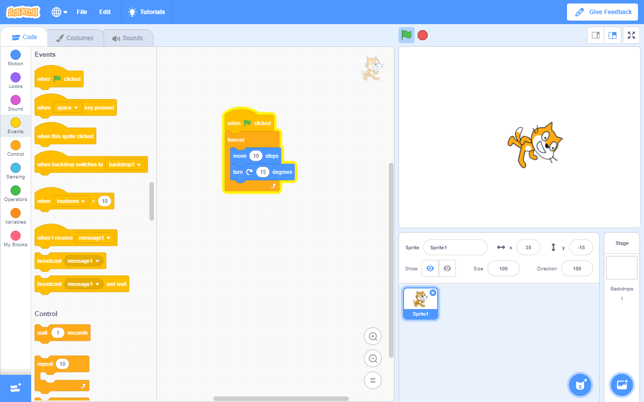 Scratch 3.0 软件界面截图 - 积木编程工作区